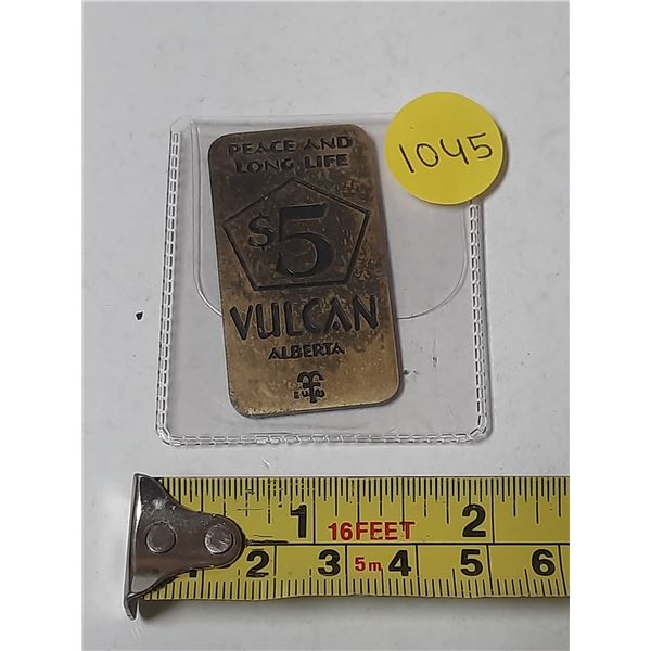 1999 Vulcan, Alberta Five Dollar Municipal Trade Token "Star Trek Medal"