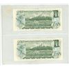 Image 2 : 1973 2 Canadian One Dollar Bank Notes In Series