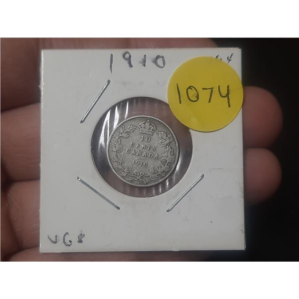 1910 DIME VG8 Canadian Dime