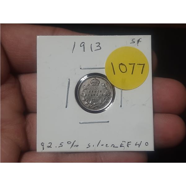 1913 NICKLE VG8 Canadian Nickle, 92.5 % Silver