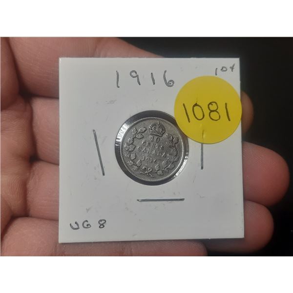 1916 DIME VG8 Canadian Dime