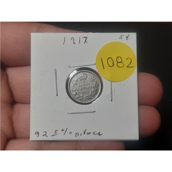 1917 NICKLE VG8 Canadian Nickle, 92.5 % Silver