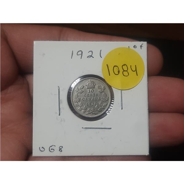 1921 DIME VG8 Canadian Dime