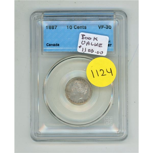 1887 10 Cents VF-30 Canada - Rare Coin.
