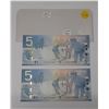 Image 2 : (2) 2009 Canada Five Dollar In Sequence - Uncirculated.