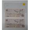Image 2 : (2) 1989 Canada Ten Dollar In Sequence - Uncirculated.