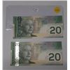 Image 4 : (5) 2004 Canada Twenty Dollar In Sequence - Uncirculated.