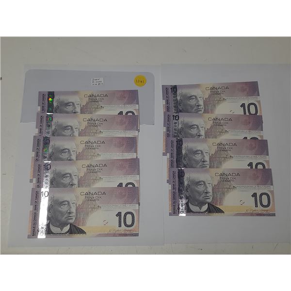 (9) 2005 Canada Ten Dollar In Sequence - Uncirculated.