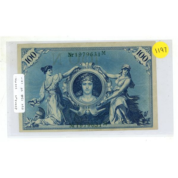 German Empire. 1908 100 Mark. VF.