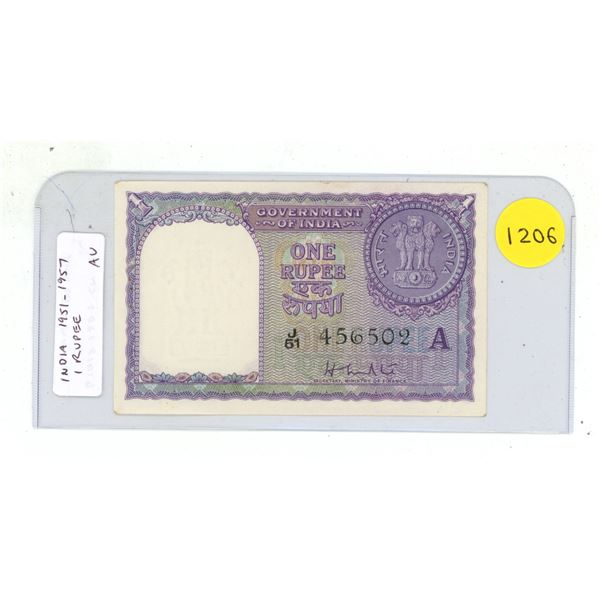 India. 1951 – 1957 1 Rupee. AU.