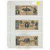 Image 1 : Set of 3 Counterfeit Confederate States of America notes All are dated 1861 with 3 different types o
