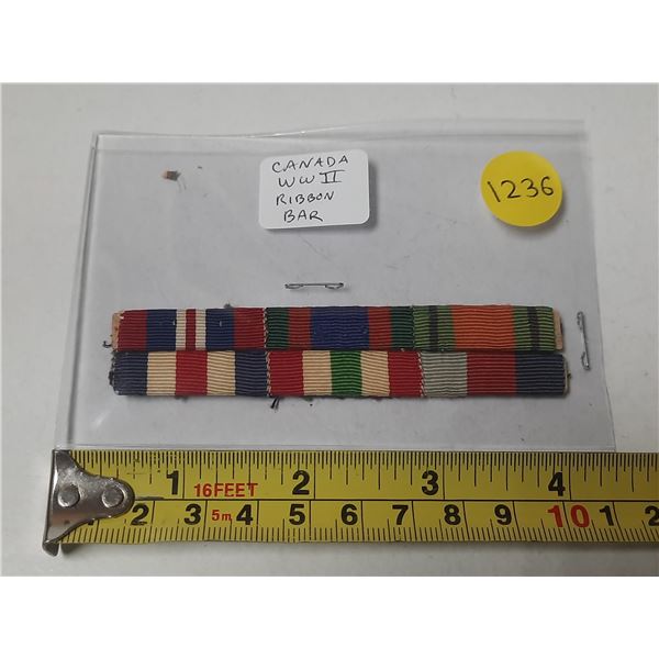 Canadian World War II Ribbon Bar for 6 WWII medals.
