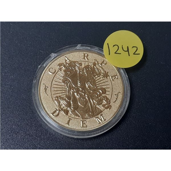 Carpe Diem medal depicting death on a horse. BU.