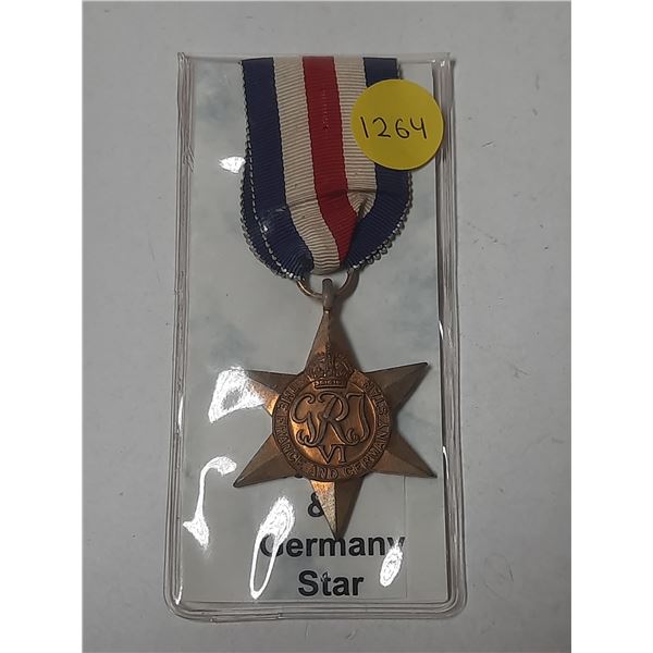 France and Germany Star. Awarded for service in France, Belgium, Netherlands or Germany. Correct rib
