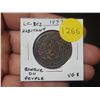 Image 1 : Lower Canada Pre-Confederation 1837 Half Penny Token. Banque du Peuple on ribbon. LC-8C2. VG8.