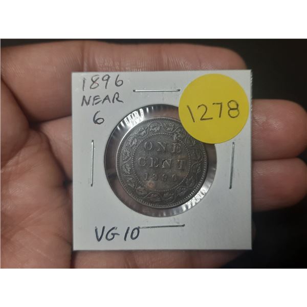 1896 Near 6 Canadian Victorian Large Cent. VG10.