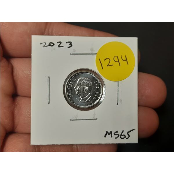 2023 Canadian King Charles III 10 Cents. First issue of the new king. Gem MS-65.