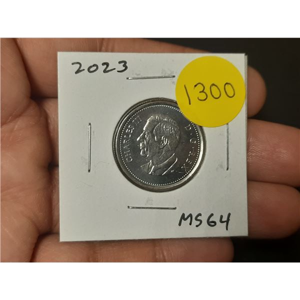 2023 Canadian King Charles Iii 25 Cents. First issue of the new king. MS64.