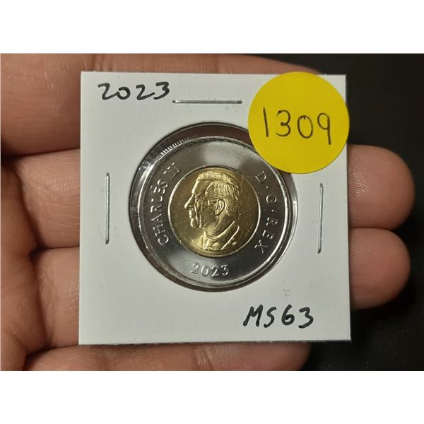 2023 Canadian King Charles III $2 Toonie. First issue for the new king. MS63.