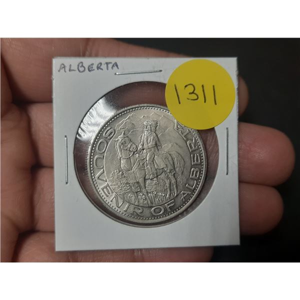Souvenir of Alberta medal depicting a First Nations Chief on a horse. Unc.