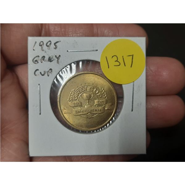 1995 Grey Cup Beer Token from the first Grey Cup held in Regina. AU.