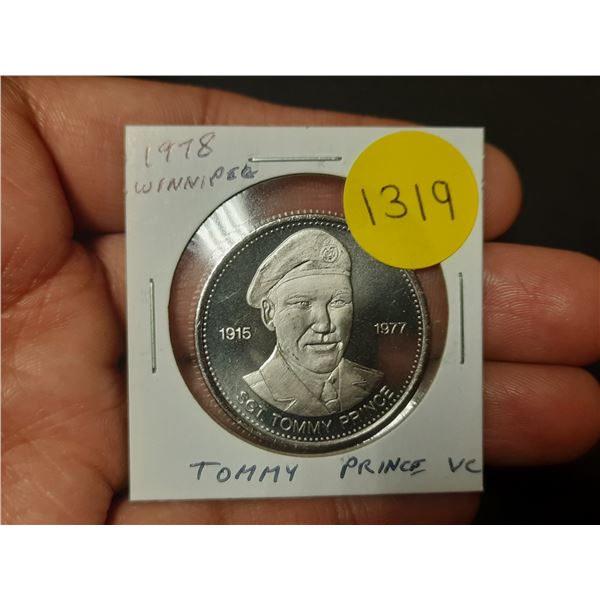 1978 Winnipeg Trade Dollar that celebrates the Victoria Cross awarded to First Nations veteran Tommy