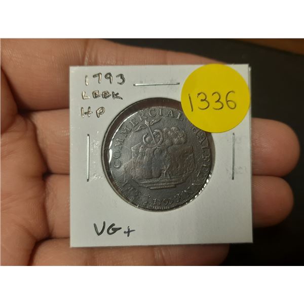 Great Britain. 1793 Leek Half Penny Token. VG+.