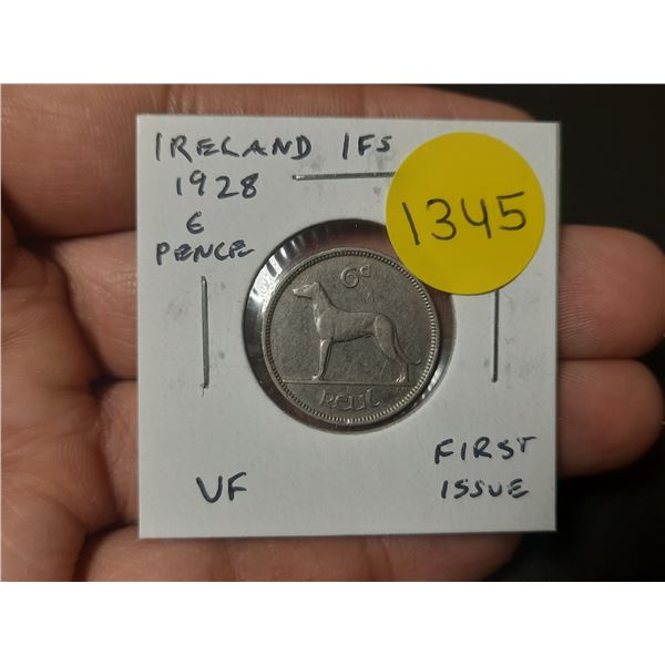 Ireland – Irish Free State. 1928 6 Pence. Wolfhound. First issue of the newly independent n