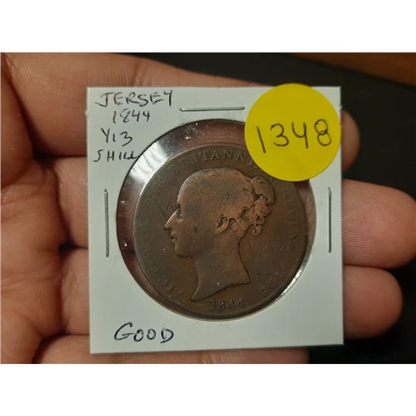 Jersey. 1844 1/13 Shilling. Good.