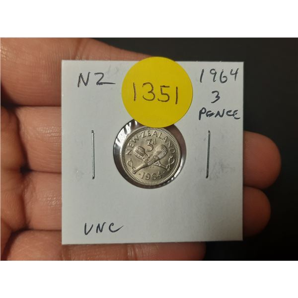 New Zealand. 1964 3 Pence. Unc.