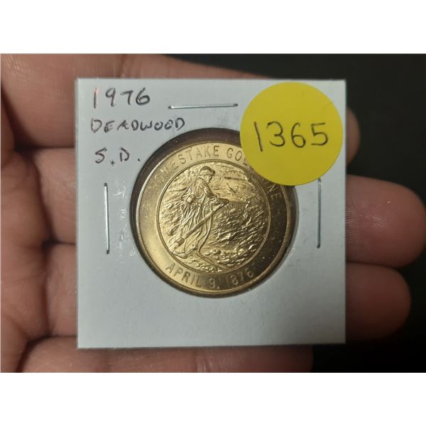 1976 Deadwood South Dakota medal commemorates the centennial of Deadwood and the Homestake Gold Mine