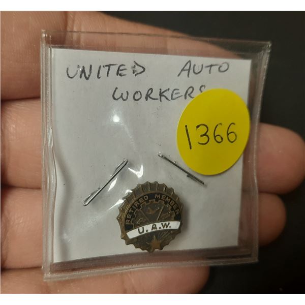 United Auto Works Retired Member enamel pin.