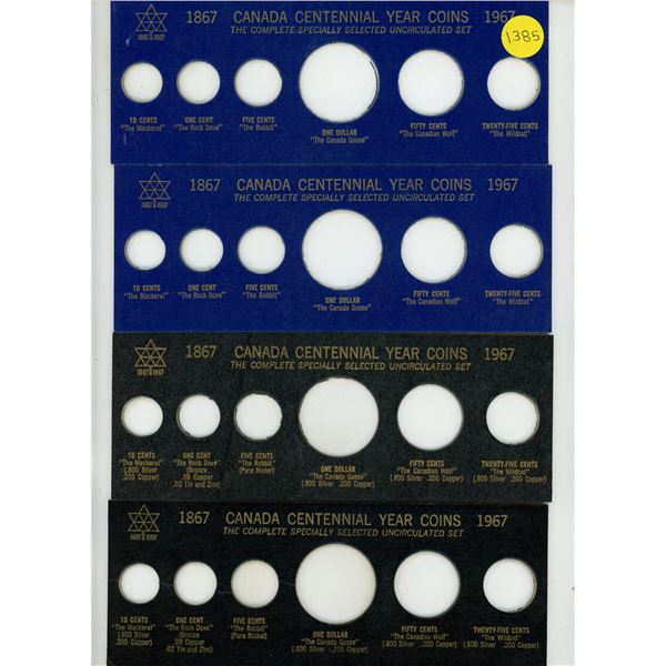 Lot of 6 1867 – 1967 Centennial Year Coin cardboard holders. Used.