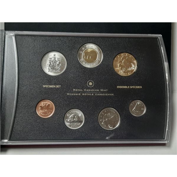 2005 Specimen Set. 7-coin set includes the Tufted Puffin Loonie only available in this set. Housed i