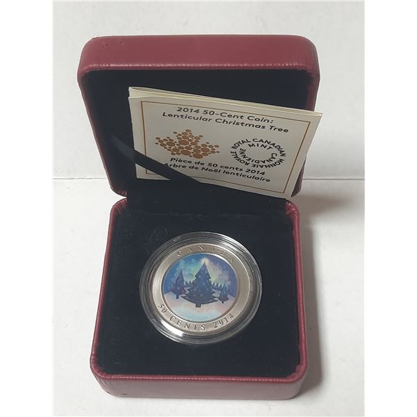 2014 Lenticular Christmas Tree 50 Cents. Specimen. Housed in its original RCM case with COA.