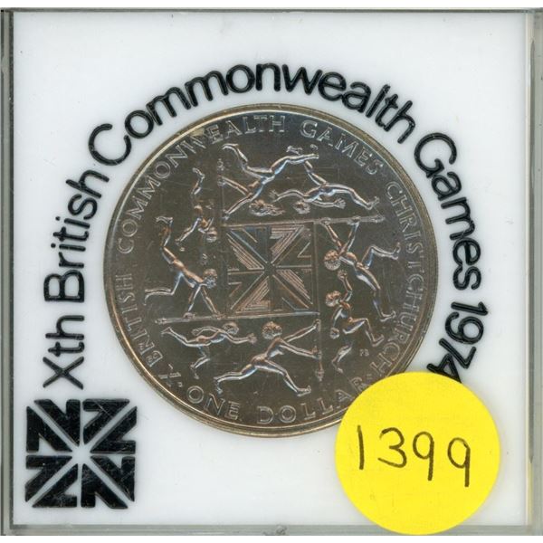 New Zealand. 1974 Commonwealth Games Dollar. Unc.