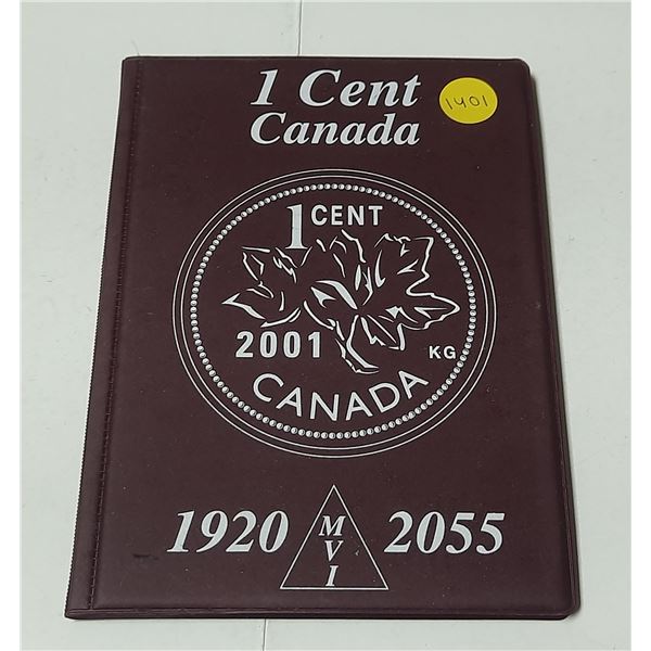 Complete Canadian Small Cent collection 1920 – 2001. Includes the Key Dates 1922 –