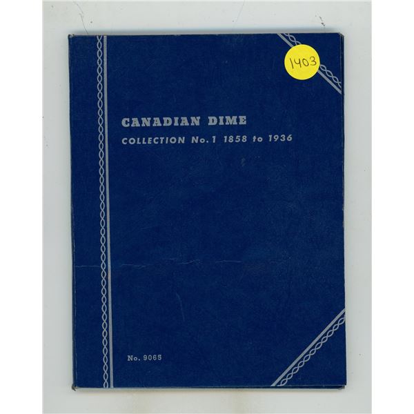 Empty Canadian Silver 10 Cents Whitman folder. Houses Canadian silver 10 Cents from 1858 – 