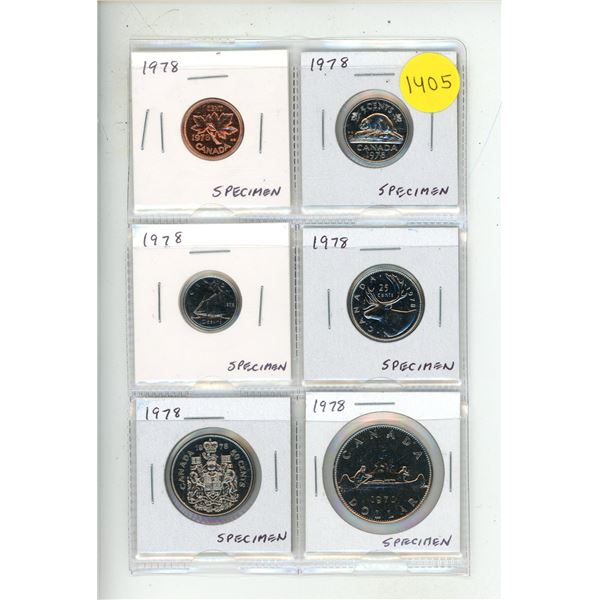 6-coin 1978 Specimen Set from Cent to Nickel Dollar.