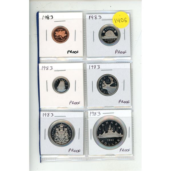 6-coin 1983 Proof Set from Cent to Nickel Dollar. All coins have Ultra Heavy Cameos.