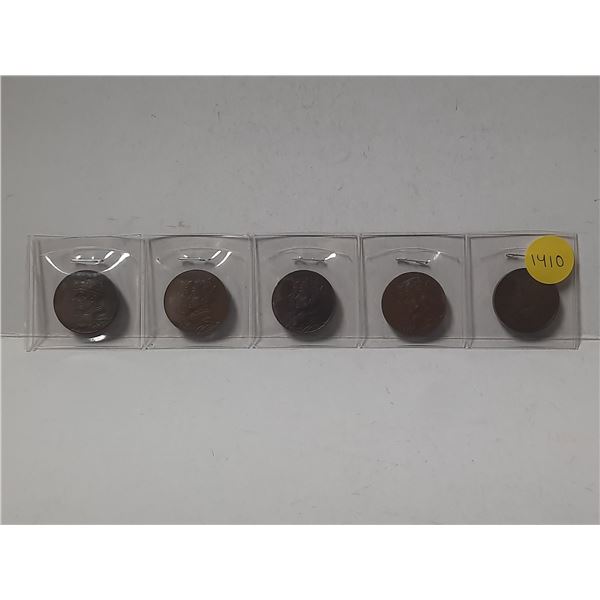 Lot of 5 1939 Royal Visit to Canada small bronze medals.