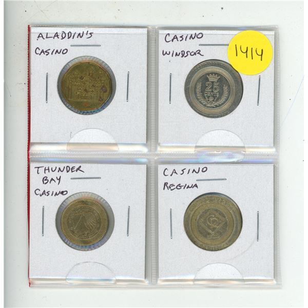 Set of 4 Casino Tokens.