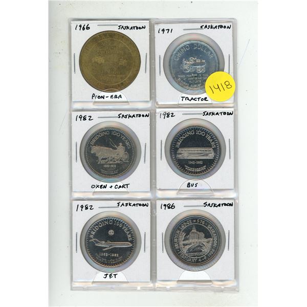 Set of 6 Saskatoon Trade Dollars.
