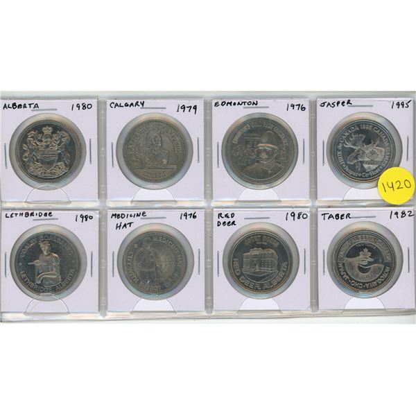 Set of 8 Alberta Trade Dollars.