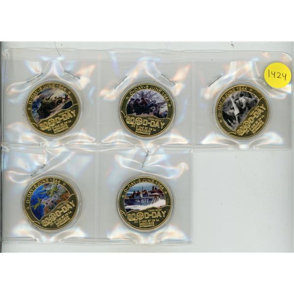 Complete set of 5 colourized 80th Anniversary of D-Day medals. BU.