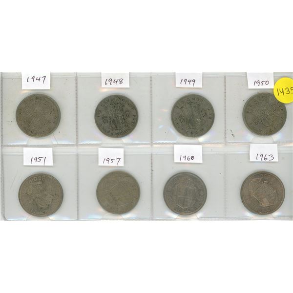 Set of 8 British Half Crowns from 1947 to 1963