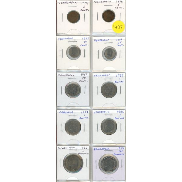 Set of 10 coins from Venezuela.