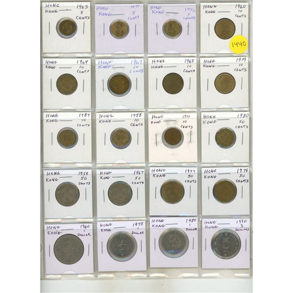 Set of 20 old Hong Kong coins up to $5.