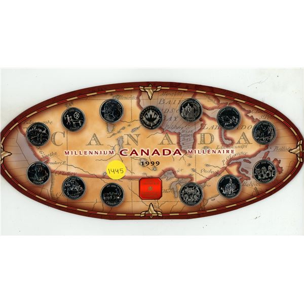 Complete set of 12 Canadian 1999 Millenium 25 Cents, one for each month plus a RCM Millennium medal.