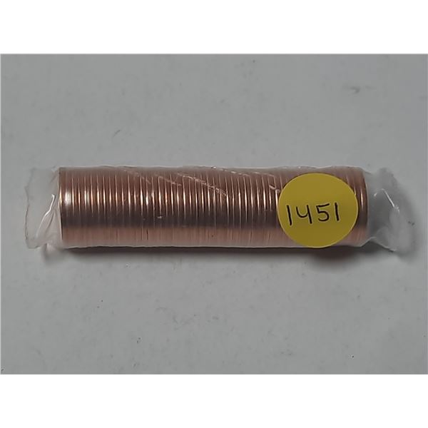 Complete roll of 2012 Canadian Small Cents. Last year of the Cent. Unopened original roll of 50. BU 